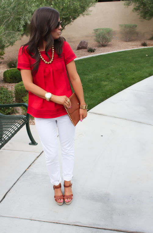 madewell red blouse