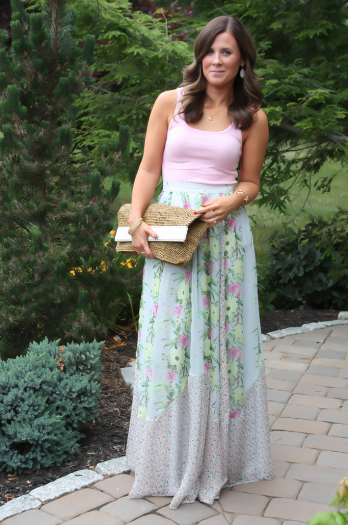 Floral Maxi, Straw Clutch, French Connection, Michael Kors