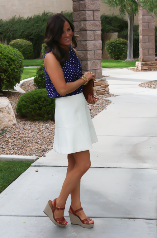 j crew navy polka dot blouse