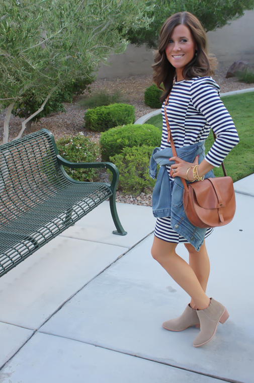 Louis Vuitton totally MM tote, sleeveless chambray shirt, denim