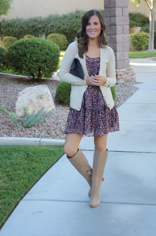 dress and cardigan