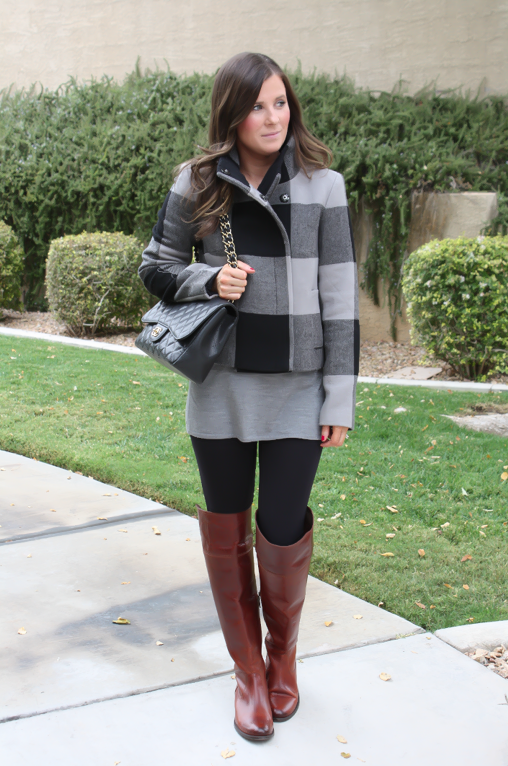 http://thenortheastgirl.com/wp-content/uploads/2014/10/Grey-Buffalo-Check-Print-Jacket-Grey-Tunic-Sweater-Black-Leggings-Over-the-Knee-Brown-Boots-Quilted-Bag-Banana-Republic-J.Crew-Kohls-Fry-Boots-Chanel-16.png