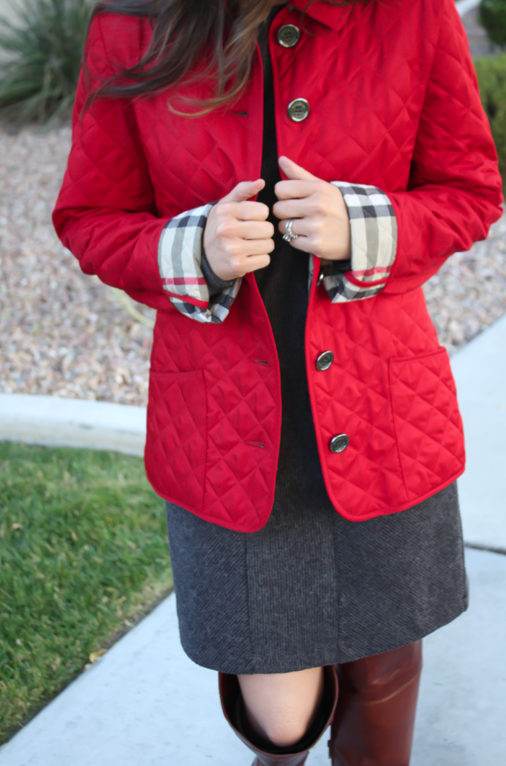 burberry quilted jacket red
