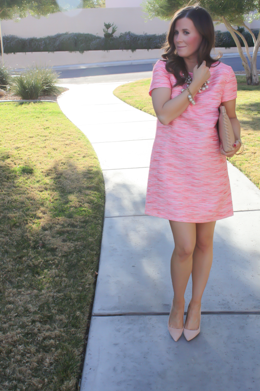 Pink Jacquard Shift Dress