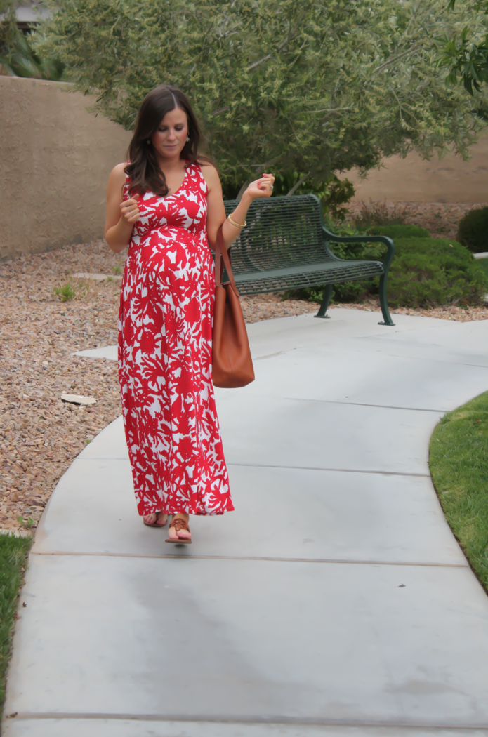Milly for Kohls Red Print Maxi Dress 10