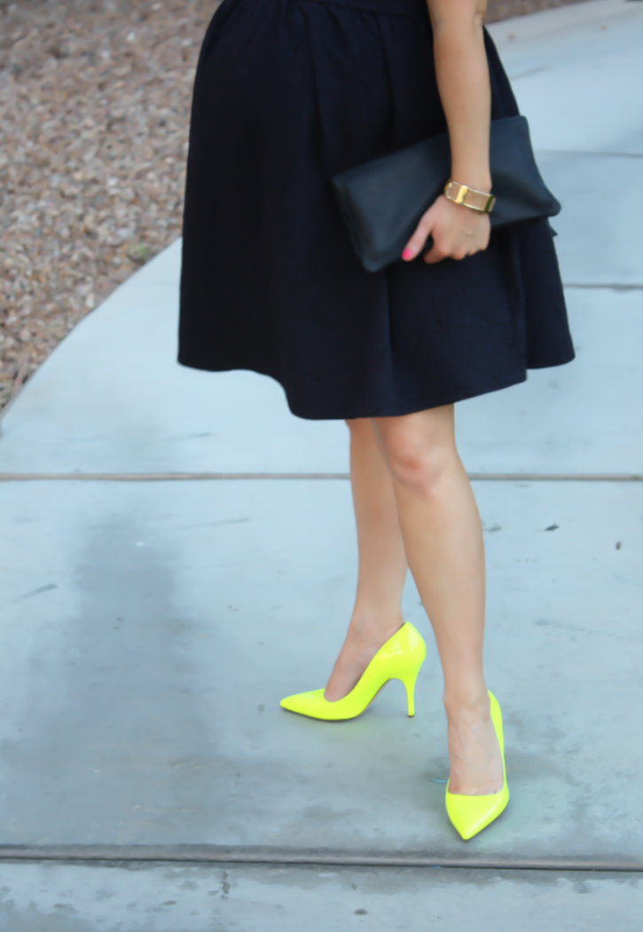 Navy Maternity Dress, Neon Green Heels, Clutch, ASOS, ASOS Maternity, Kate Spade, Clare V 9