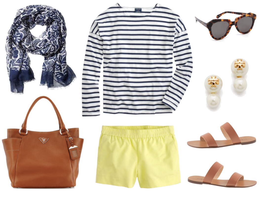 Navy Stripes and Yellow Shorts