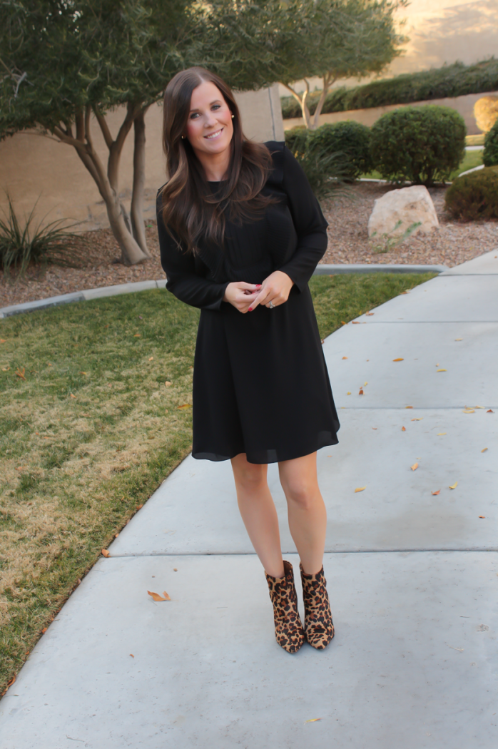 Black Bib Dress, Leopard Booties, Black Faux Fur Dress, Nordstrom, CeCe by Cynthia Steffe, Topshop, Joie 2