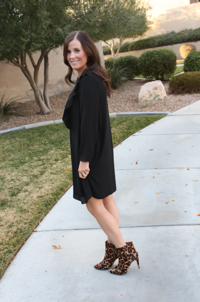 Black Bib Dress, Leopard Booties, Black Faux Fur Dress, Nordstrom, CeCe by Cynthia Steffe, Topshop, Joie 3