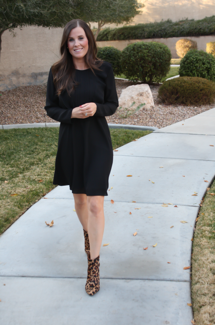 Black Bib Dress, Leopard Booties, Black Faux Fur Dress, Nordstrom, CeCe by Cynthia Steffe, Topshop, Joie 4