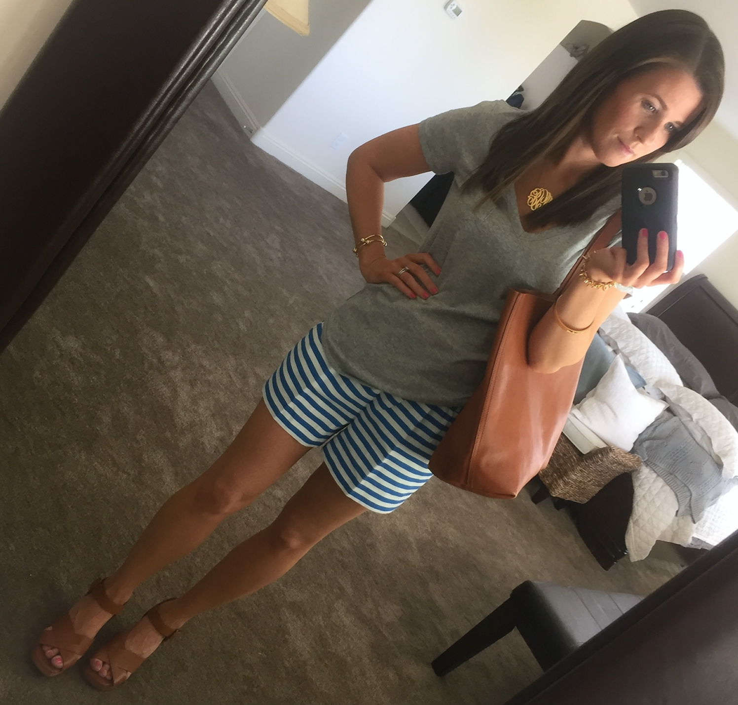 Blue Striped Shorts