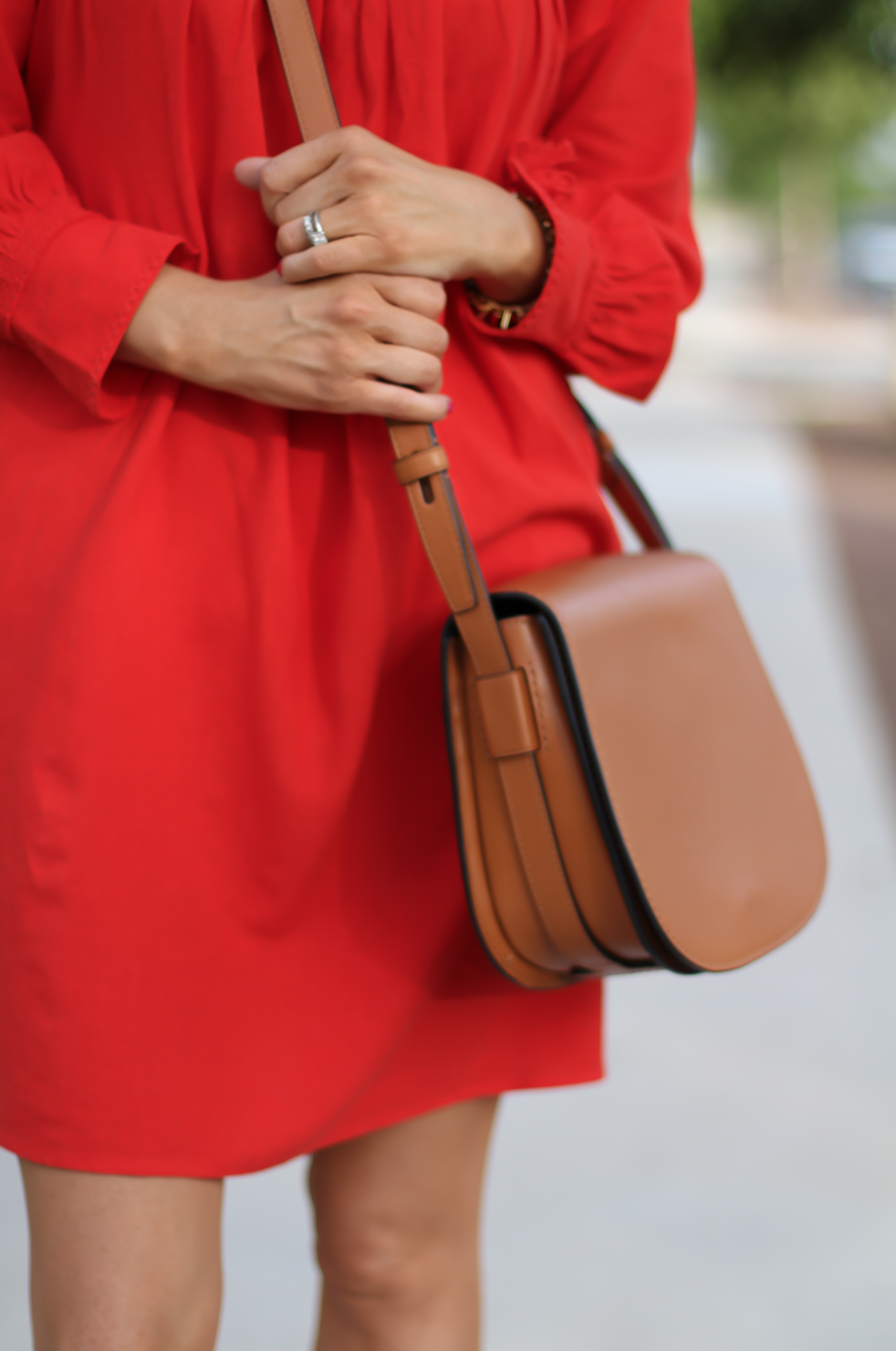 Red Eyelet Dress, Tan Suede Espadrilles, Tan Leather Crossbody Bag, Madewell, Chloe, Tory Burch 14